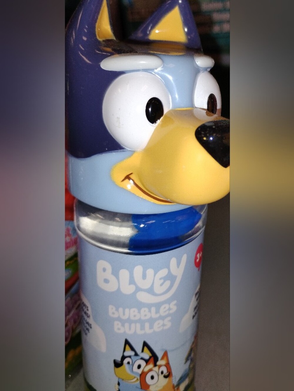 Bluey Character Bubble Bottle filled with bubbles
